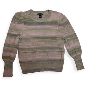 Vintage Y2K Design 365 Cotton Blend  Striped Knit Pink Green Sweater L